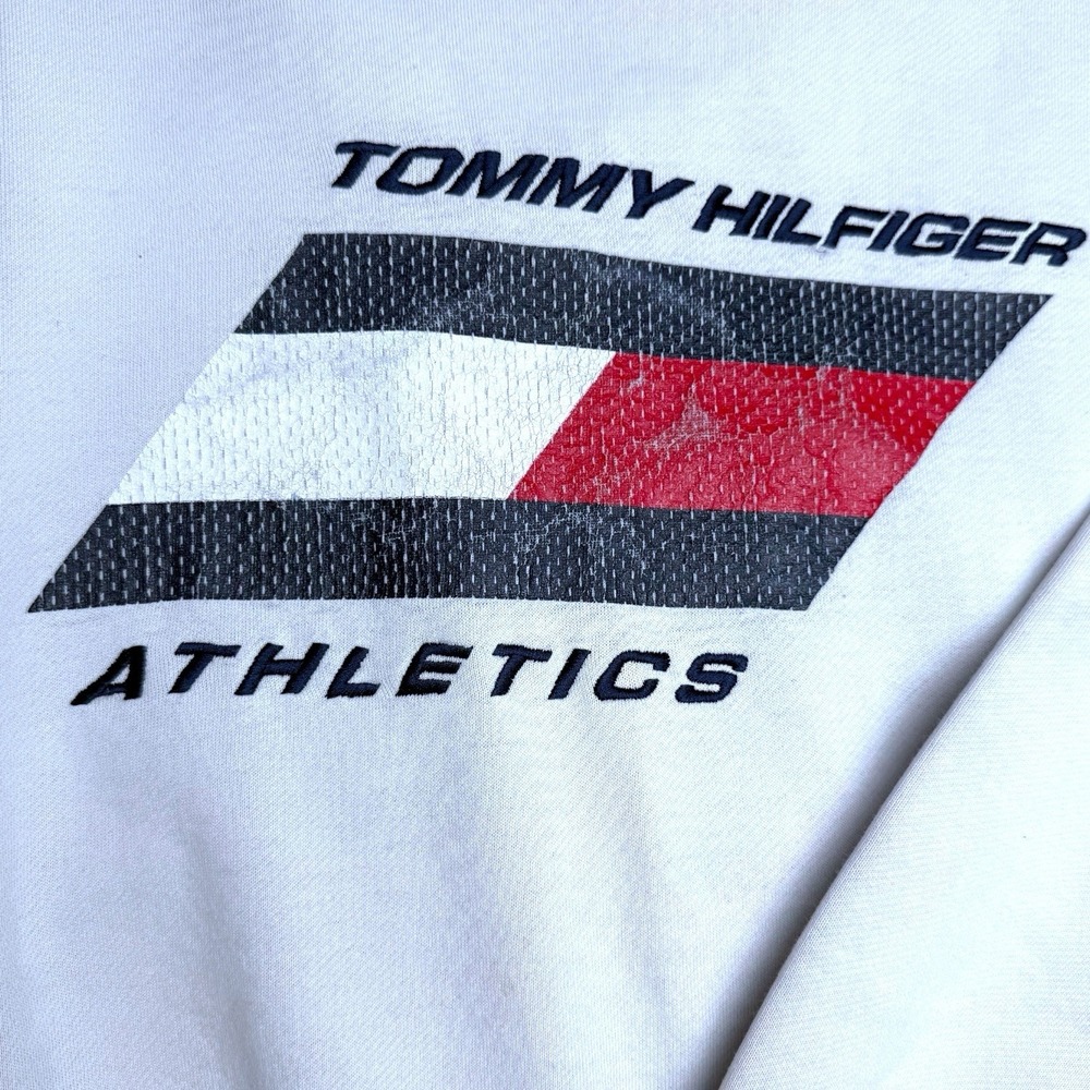 Rare Vintage Tommy‎ Hilfiger Athletics Sweatshirt Size Medium Big Logo Spell Out - Picture 3 of 16